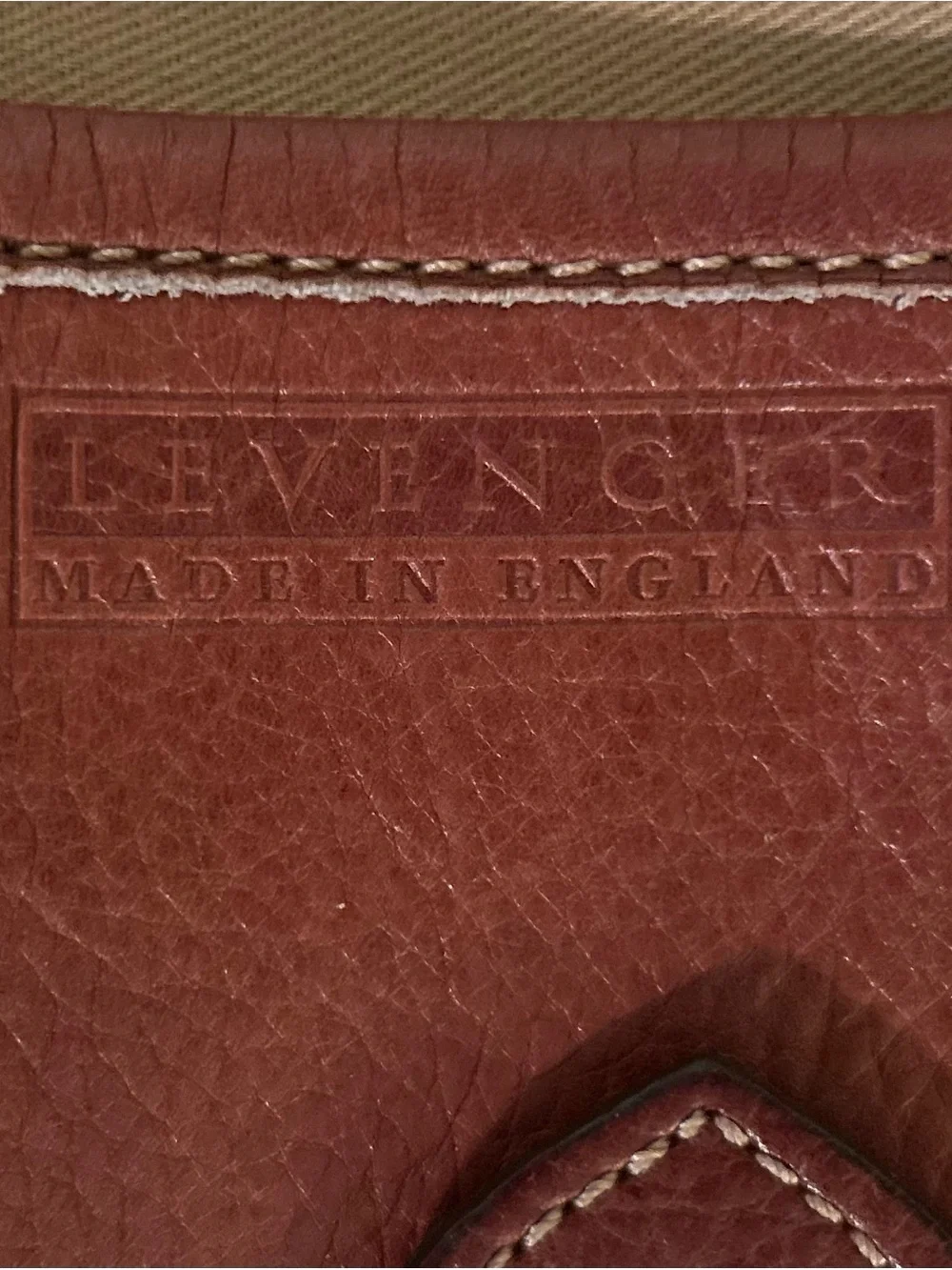 Levenger Brown Pebbled Leather Messenger Briefcase fits 13” Laptop English Made